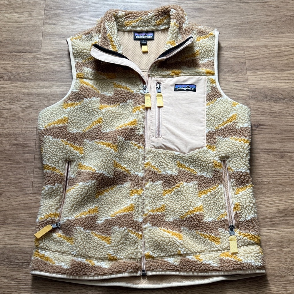 Patagonia Women’s Fleece Vest - Cream, Brown, and Yellow